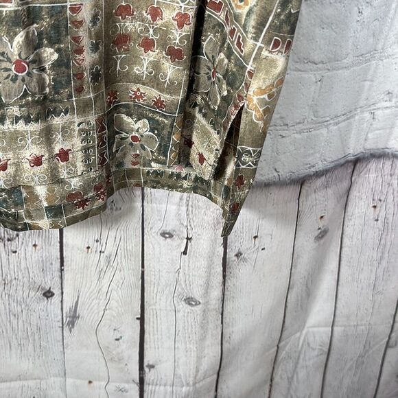 Tori Richard Shirt Mens XL 100% Cotton Lawn Hawaiian Short Sleeve Brown Green - Picture 3 of 9